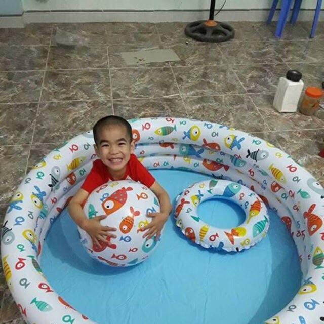 Bể bơi + bóng+phao bơi intex 1m32 x28cm