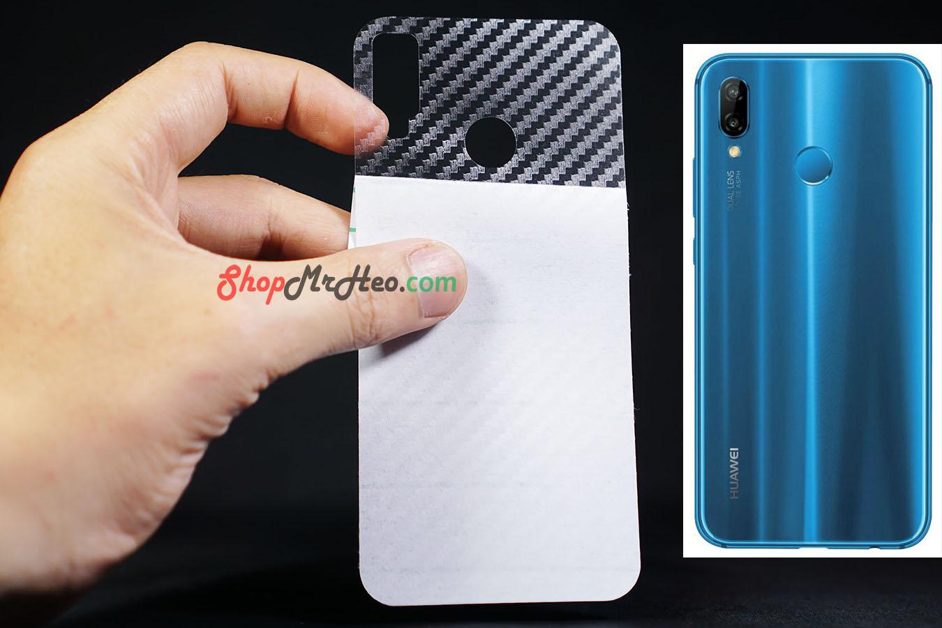 [HCM]Bộ 3 Dán Full Mặt Sau Lưng Vân 3D Carbon Huawei Nova 3E
