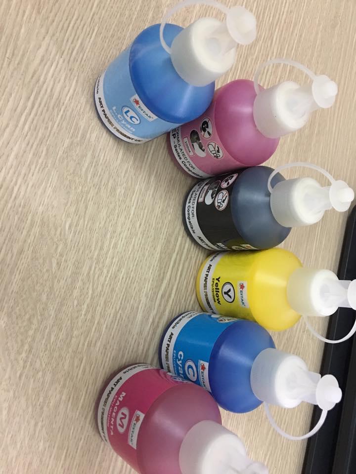 Bộ 6  mầu mực Pigment UV cho Epson T50-T60-L800-R1430-R1390 không phai