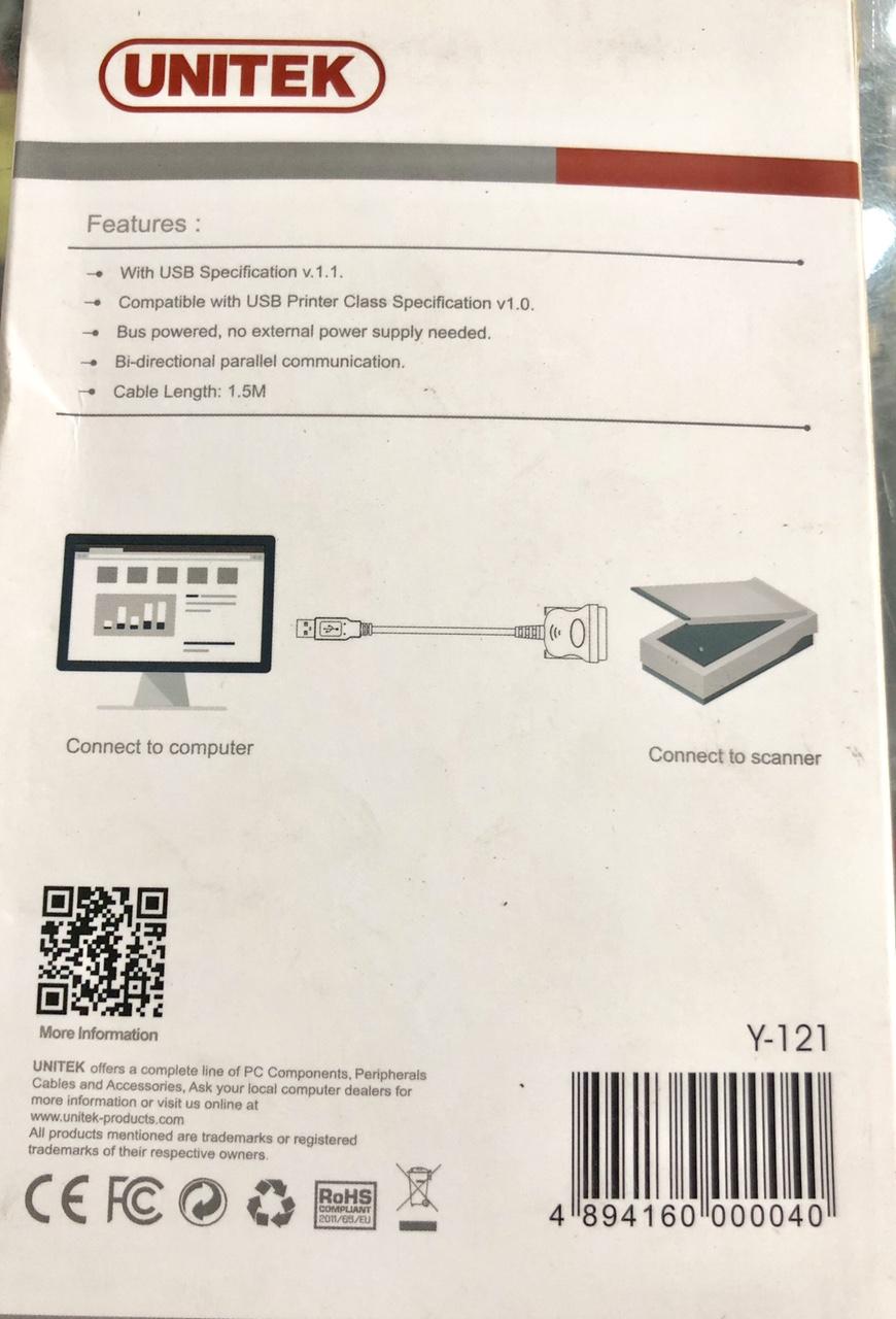 Cáp máy in chuyển từ USB sang Parallel LPT đực - Unitek Y-121