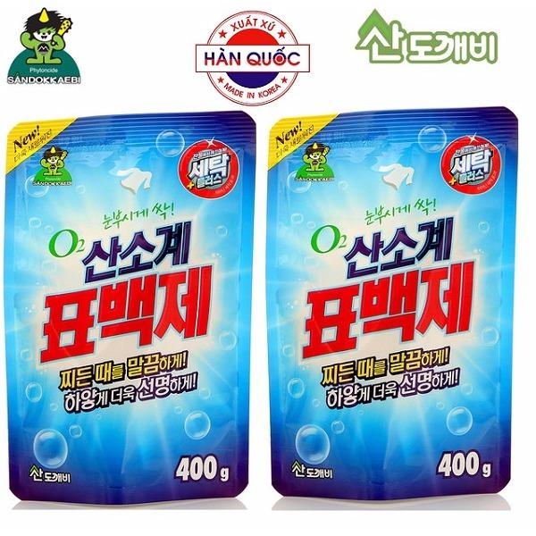Bộ 2 gói bột tẩy vết bẩn quần áo oxygen Sandokkaebi Korea 400g BH292