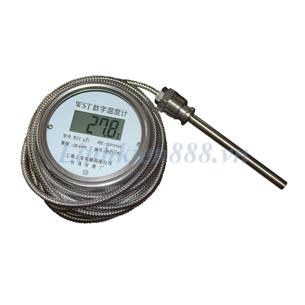 Đồng hồ đo nhiệt độ màn LCD thân inox dải đo -50-200 độ dùng pin cảm biến dài 5m
