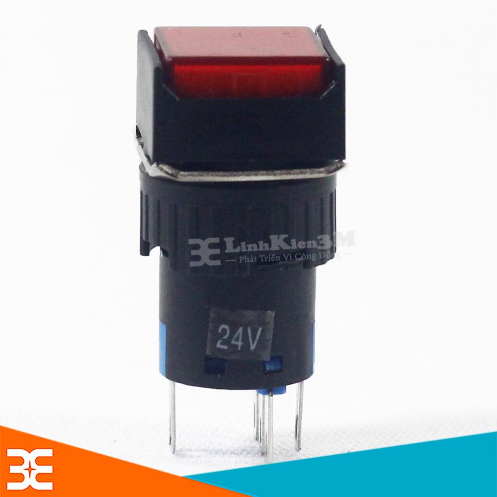 Nút nhấn đề vuông 24vdc al6- m nhấn nhả có đèn đỏ