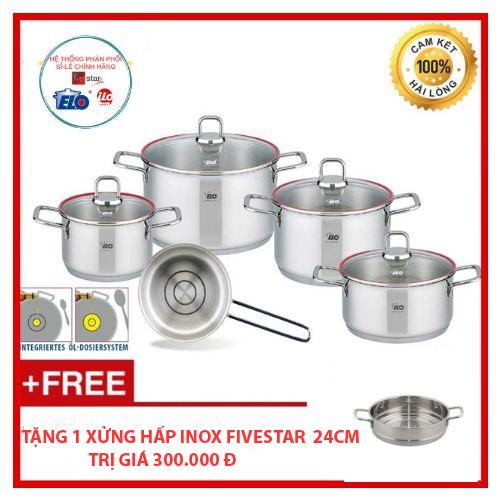 BỘ NỒI ELO PREMIUM EXCELLENT 5 CHIẾC BẾP TỪ + TẶNG 1 XỬNG HẤP INOX FIVESTAR 24CM