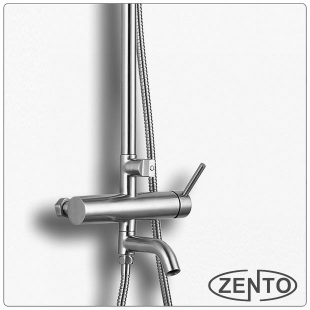 Bộ sen cây tắm nóng lạnh inox Zento SUS8302 + Tặng 1 vòi xịt vệ sinh Zento ZT5116-1 (Trắng)