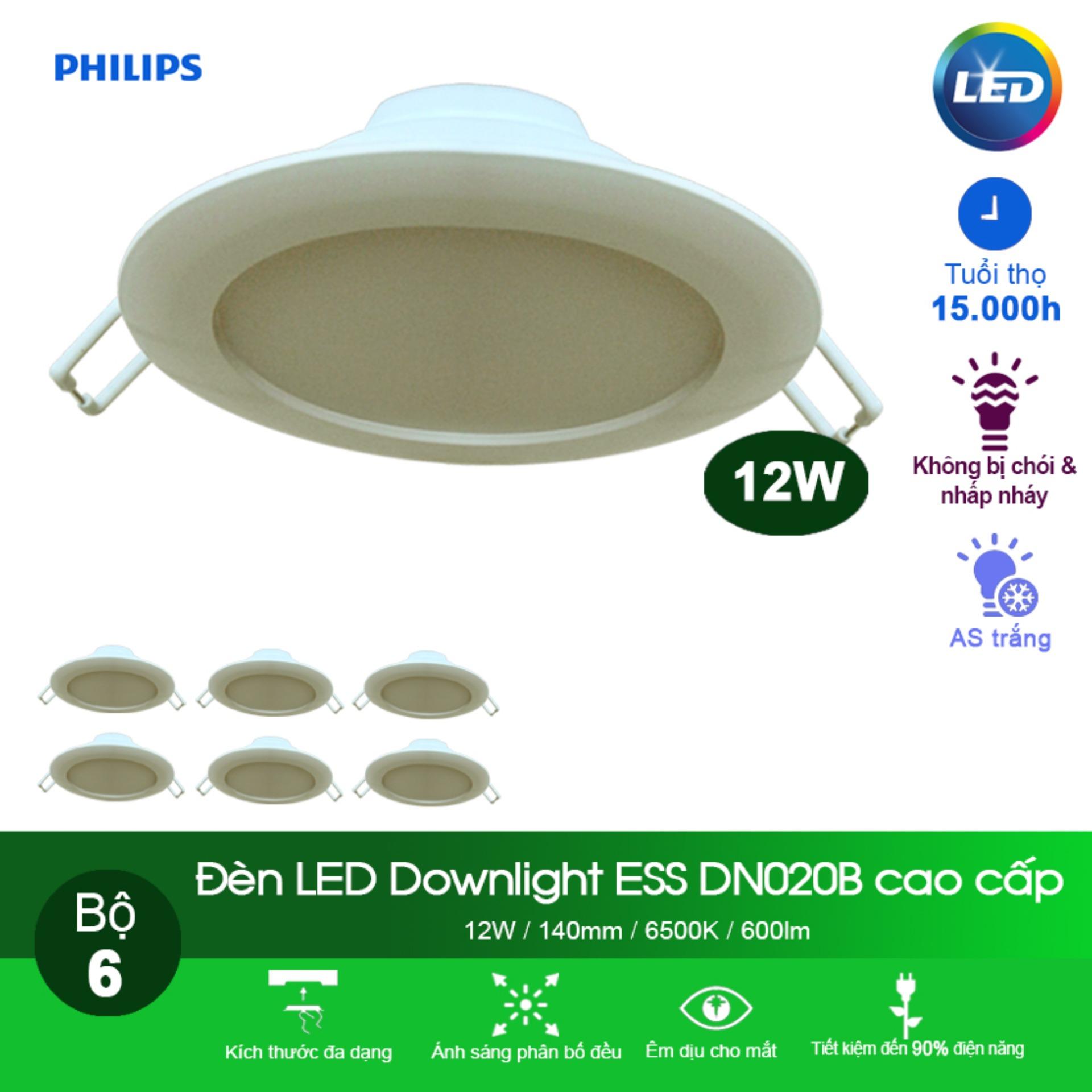 Bộ 6 Bóng đèn Philips LED Downlight âm trần DN020B 12W 6500K - Ánh sáng trắng