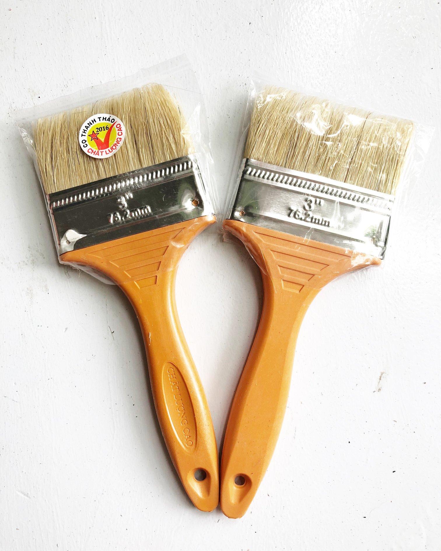 Bộ 2 Cây Cọ Sơn Cán Nhựa Vàng 3" - 75mm