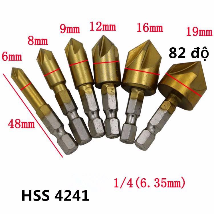 Bộ 6 mũi khoan khoét lỗ âm vít