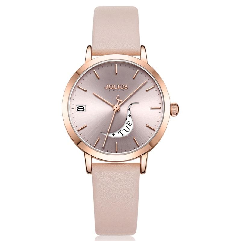 Đồng Hồ Nữ Julius Hàn Quốc Dây Da JA-1076 (Hồng)