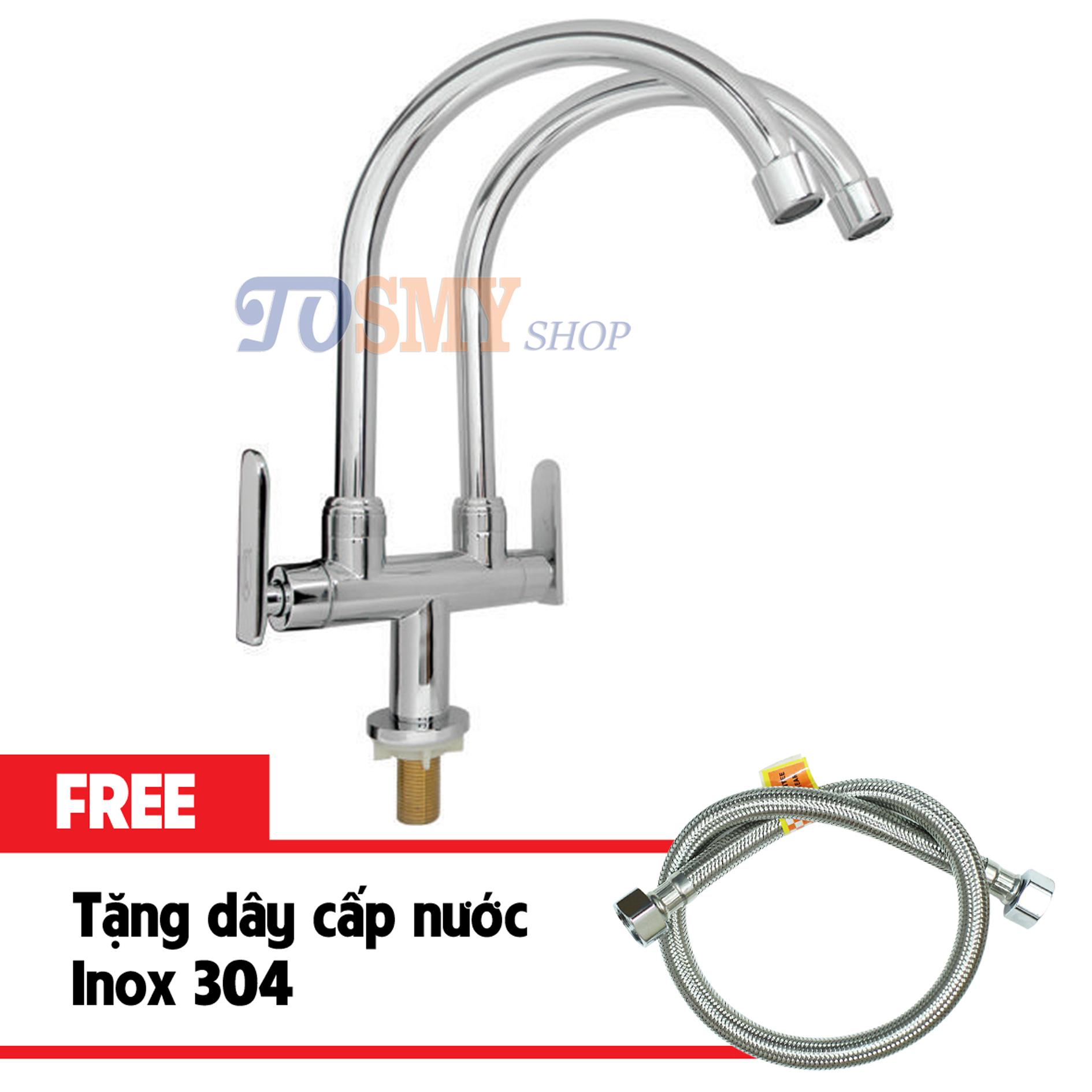 [HCM]VÒI RỬA CHÉN LẠNH ĐÔI CL16 (BẠC) – tặng 01 dây cấp nước Inox 304