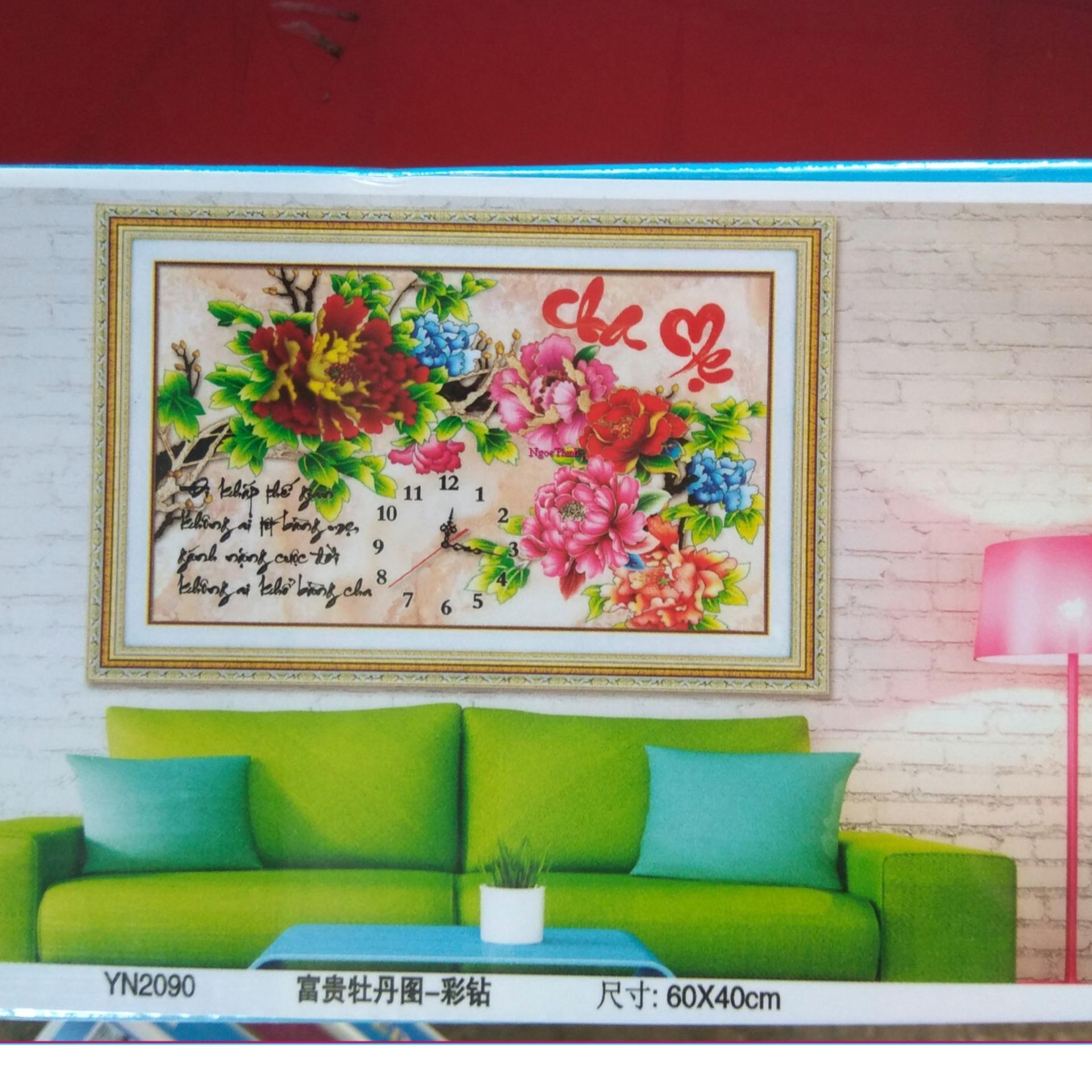 Tranh đính đá Đồng hồ Cha mẹ YN2090-Ngọc Thịnh