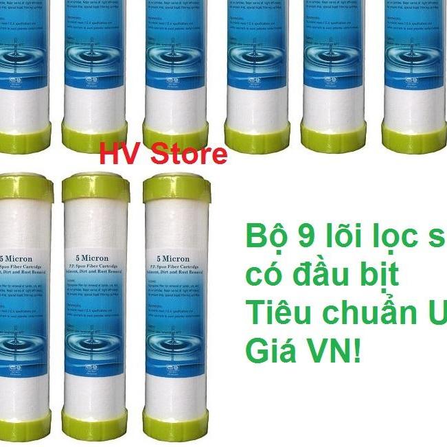 Combo 9 chiếc lõi lọc nước RO số 1 loại có đầu bịt, dài 10 inch