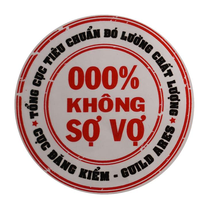 1 miếng tròn decal tem xe 000% không sợ vợ