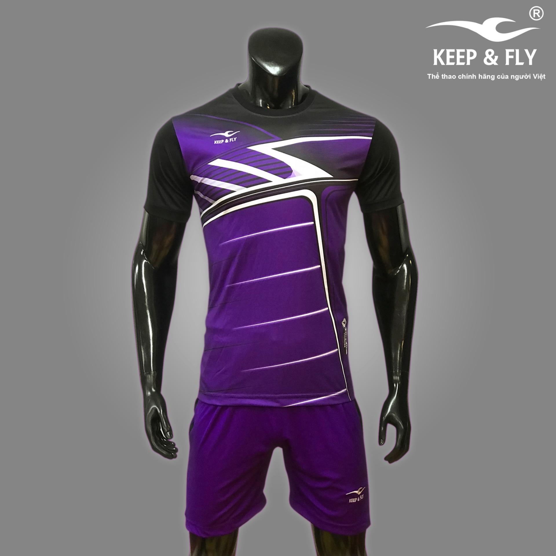 Bộ quần áo bóng đá cao cấp KEEP & FLY Thunder Tím