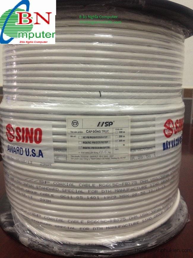 100 Mét Dây cáp đồng trục liền nguồn Sino. ( dây tín hiệu liền nguồn)