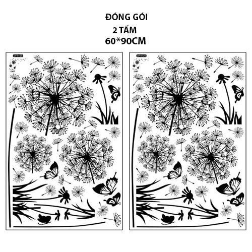 (Size Lớn)  Decal dán tường - Hoa Bồ Công Anh-Decal dán tường cây xanh ,Decal dán tường hoa lá