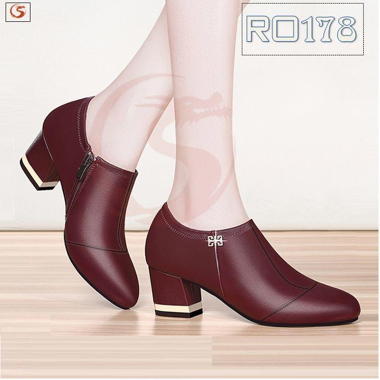Giày boot bốt nữ đẹp hàng hiệu Rosata- gót viền RO178
