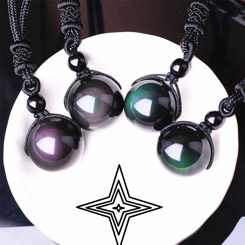 Vòng Cổ May Mắn Hạt Đá Phong Thủy Đá Núi Lửa Obsidian