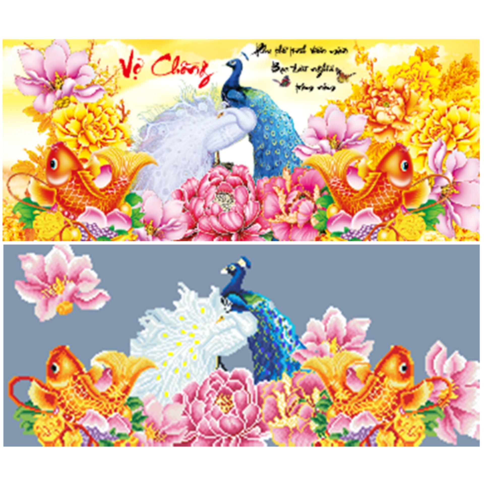 X8034-Tranh thêu chữ thập vợ chồng