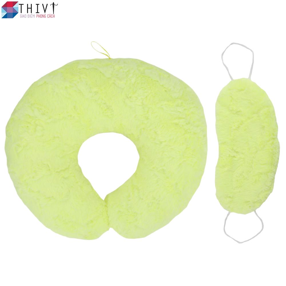 Combo Gối Cổ và Bịt Mắt Du Lịch Màu Trơn THIVI