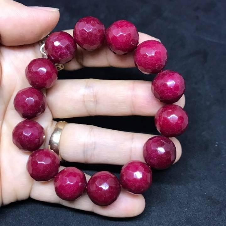 [HCM]VÒNG TAY HỒNG RUBY MÀI GIÁC 14LY