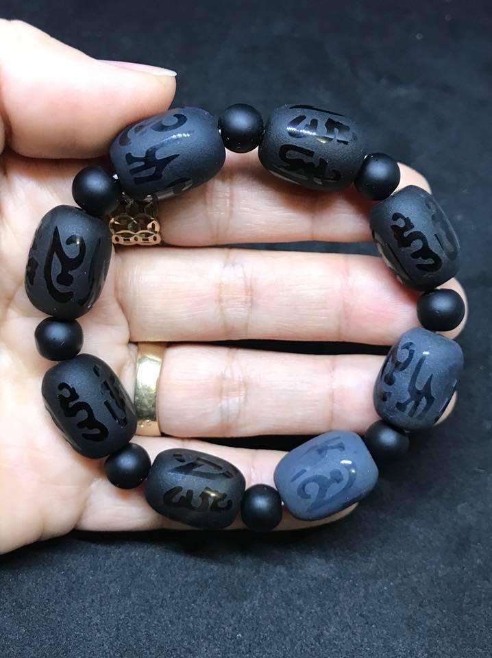 [HCM]VÒNG TAY ĐÁ MÃ NÃO ĐEN NHÁM MAY MẮN-14LY