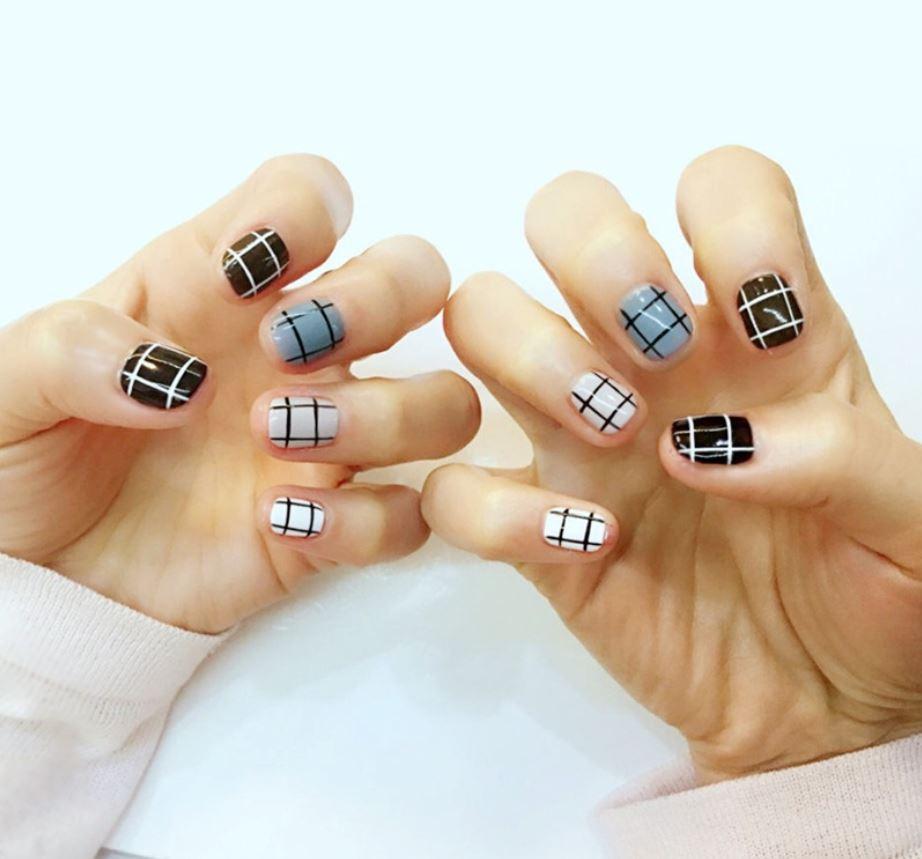 Bộ 24 móng tay giả xám xanh (kèm keo)