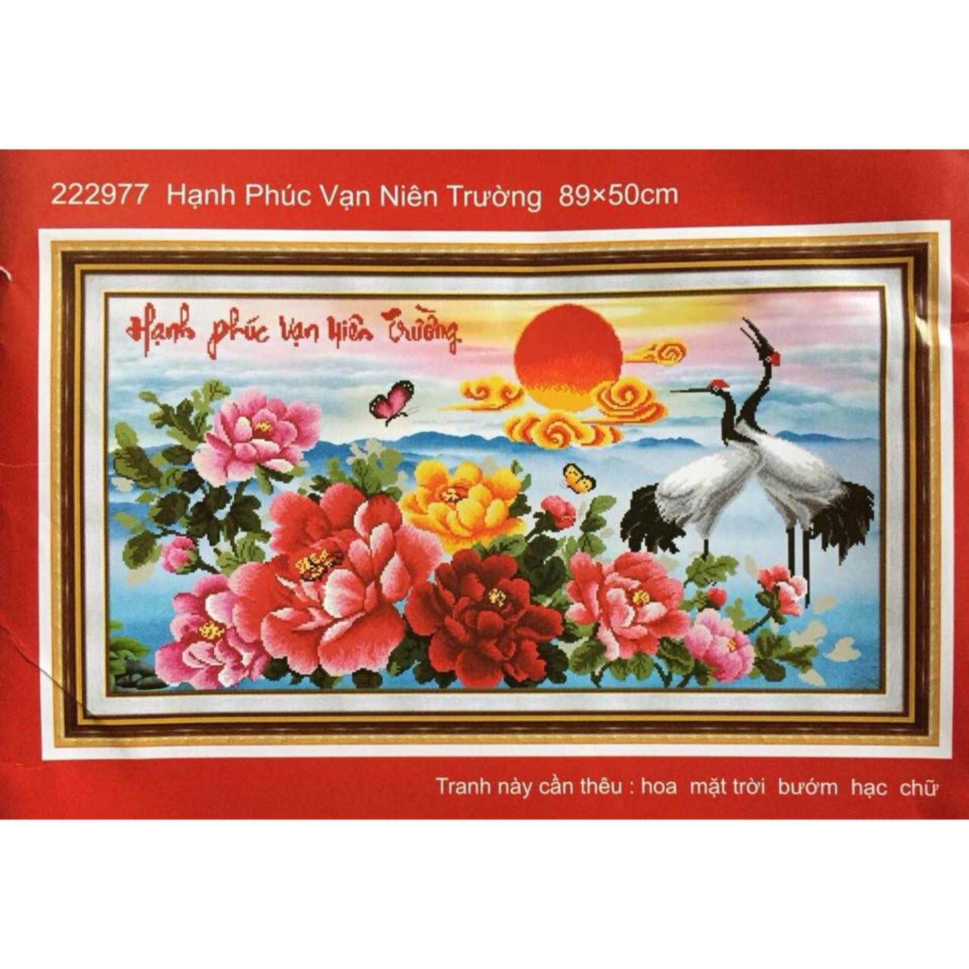 Tranh thêu chữ thập hạnh phúc vạn niên trường DLH-222977-Ngọc Thịnh