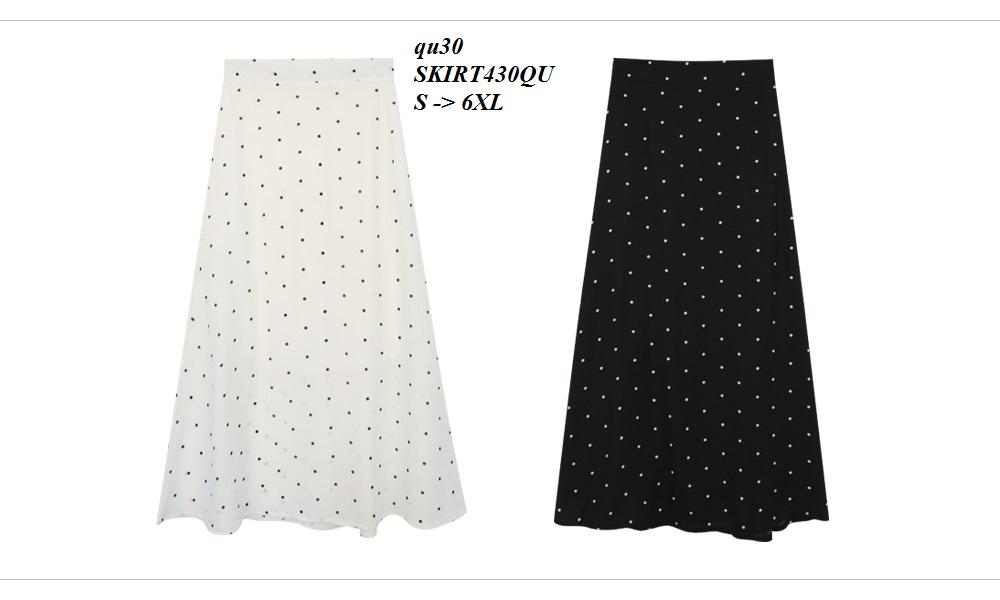 SKIRT430QU CHÂN VÁY MIDI CHẤM BI