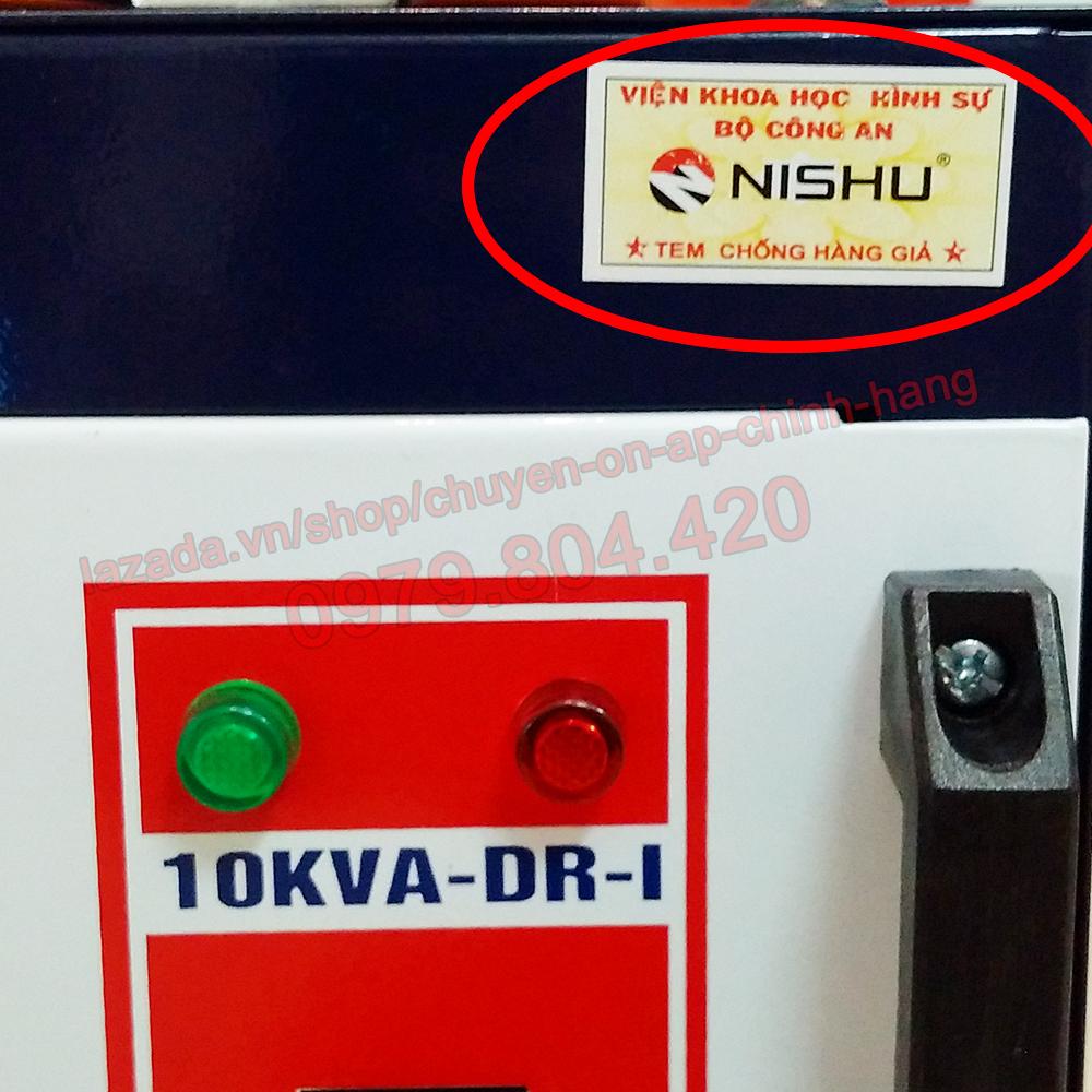 Ổn Áp Nishu 10KVA DR-I dải 50-250V, bảo hành 4 năm, 100% dây đồng