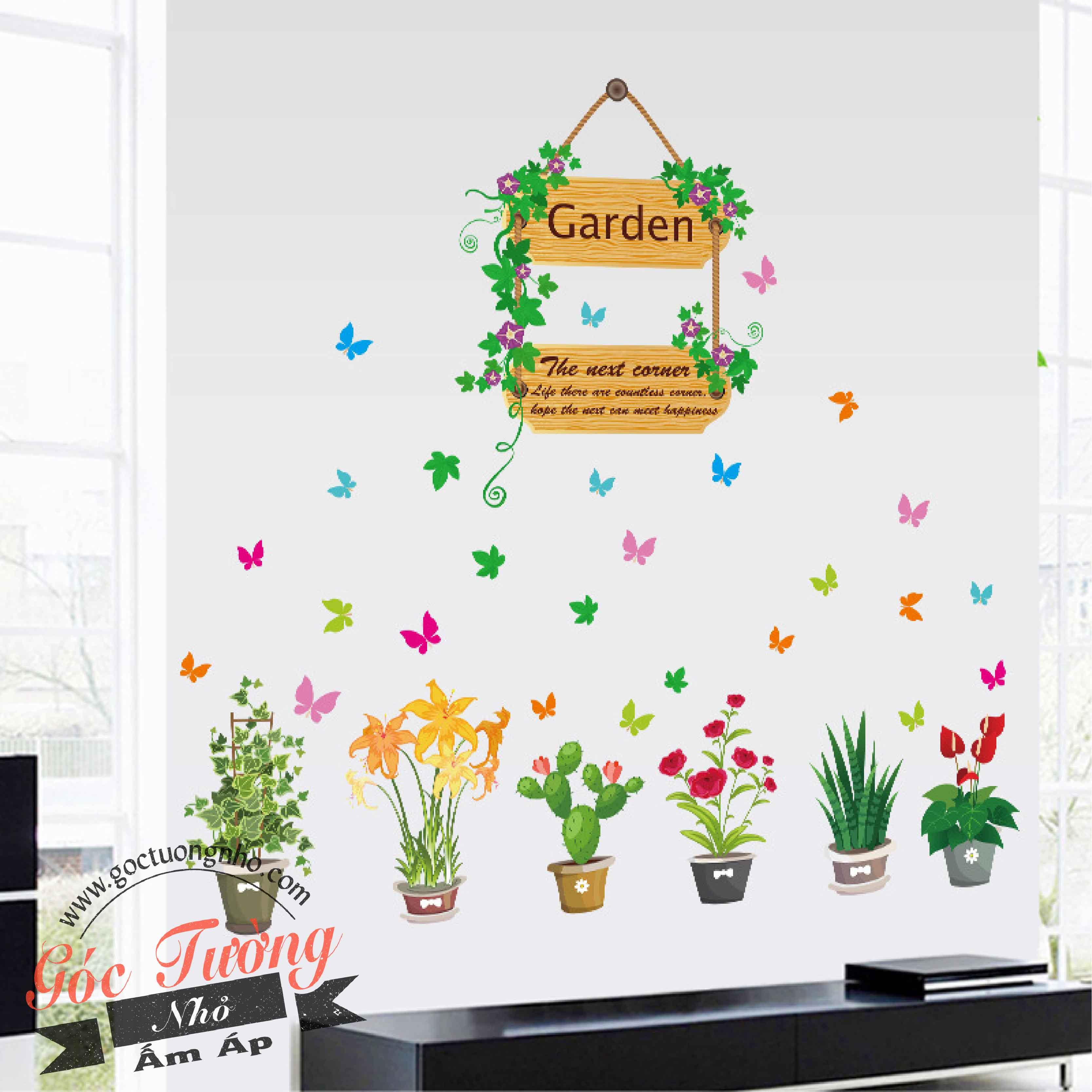 DECAL DÁN TƯỜNG HÌNH CHẬU CÂY SK7066