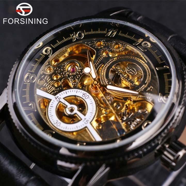 Đồng hồ nam máy cơ Forsining H289M dây da lộ máy