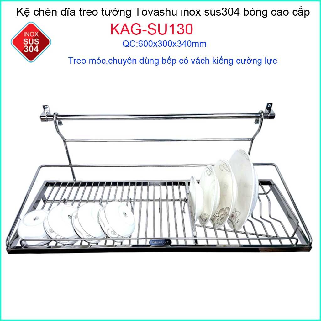 Kệ úp chén dĩa 1 tầng Tovashu 600, kệ chén dĩa inox 304 KAG-SU130