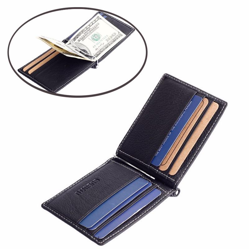 Ví kẹp tiền nam bằng da bò thật 100%, có khe để thẻ - card và tiền xu