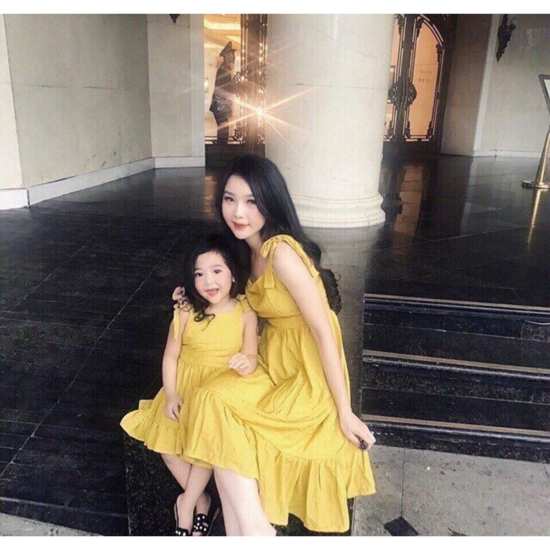 Sét đôi mẹ và bé Chất kate lụa MS119 xanh-vàng