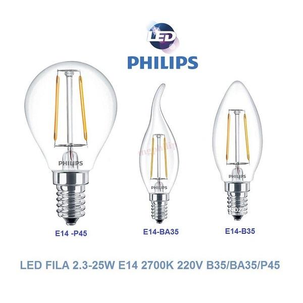 Bóng đèn Philips LED Classic 2W 2700K E14 B35 - Ánh sáng vàng