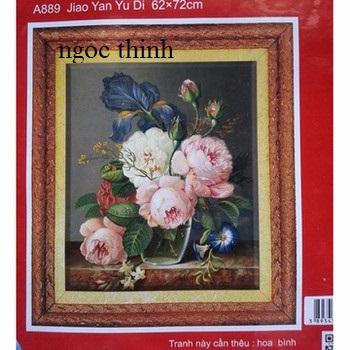 Tranh thêu chữ thập bình hoa 5D A889