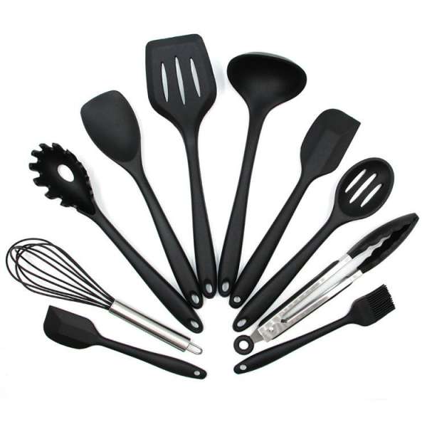 2018 New Silicone Kitchenware 10 Piece Non Stick Pan Silicone Kitchenware Kit Environmental Protection Cooking Spoon Tool Kitchen Utensils.