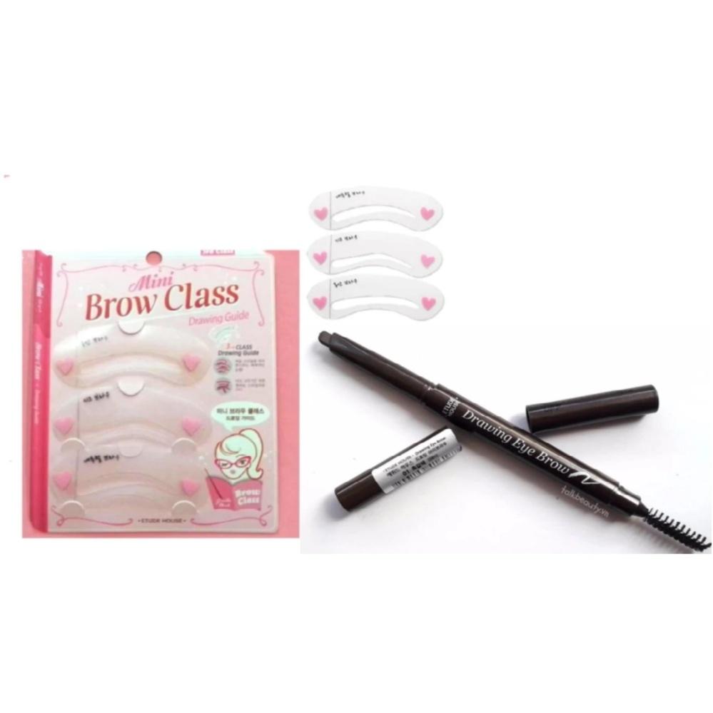 Combo Khuôn kẻ mày + chì kẻ mày ngang Hàn Quốc 03