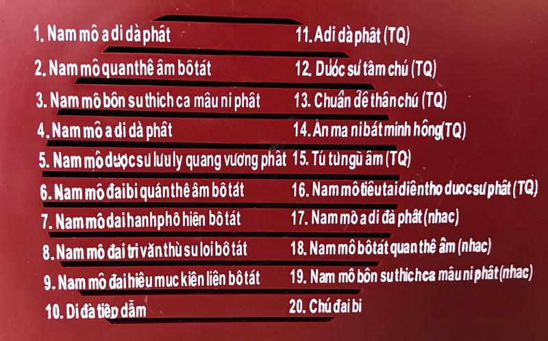 Máy Niệm Phật Quan Âm Phát Quang 20 bài