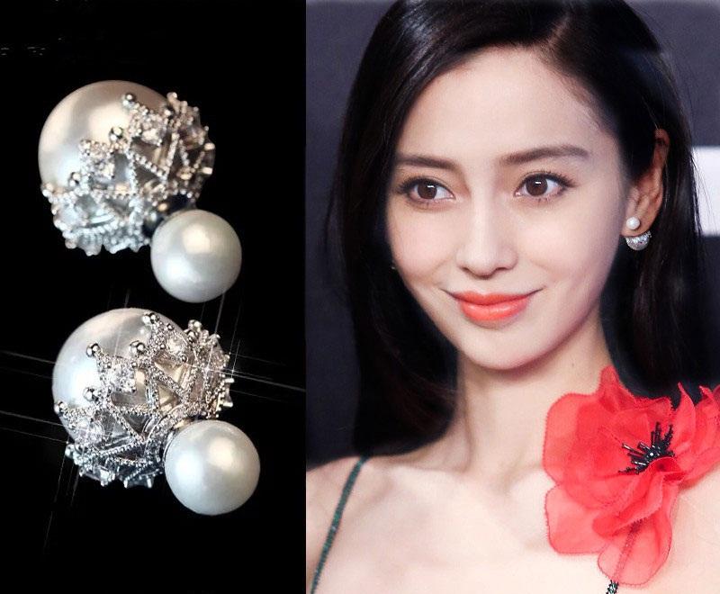 Bông tai nụ 2 hạt ngọc trai nhẹ nhàng thanh lịch