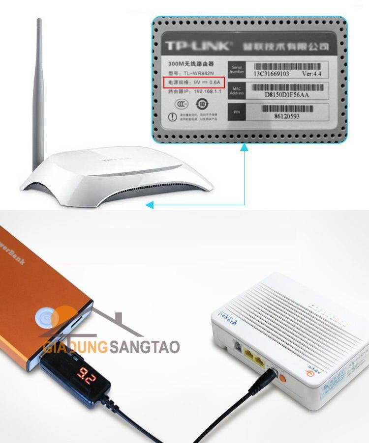 Cáp chuyển đổi điện áp từ công USB 5V sang 9V hoặc 12V