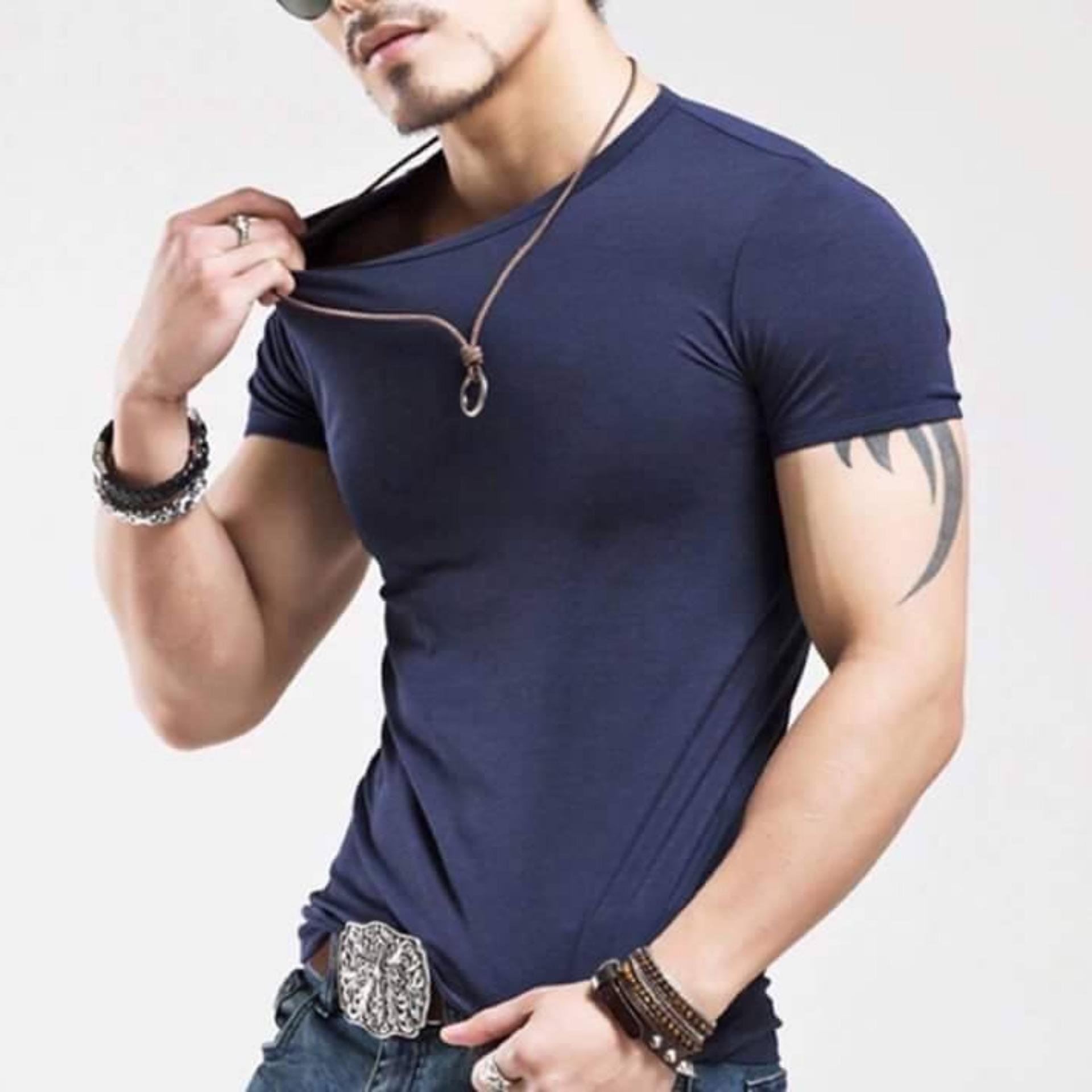 Bộ 3 áo thun nam body cổ tròn ( xanh đen, xám, đỏ đô )