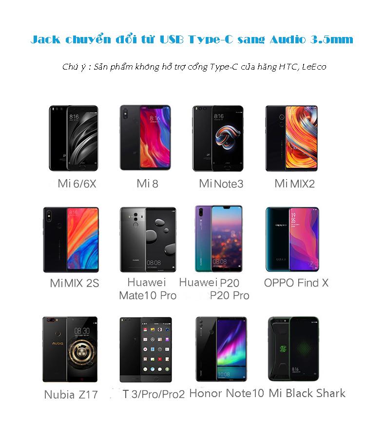 Cáp chuyển đổi âm thanh từ USB Type C to 3.5mm