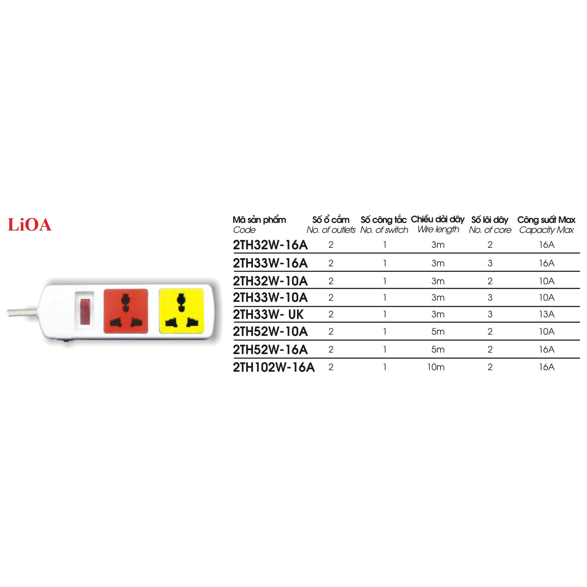 Ổ cắm kéo dài đa năng lioa 2th32w-16a