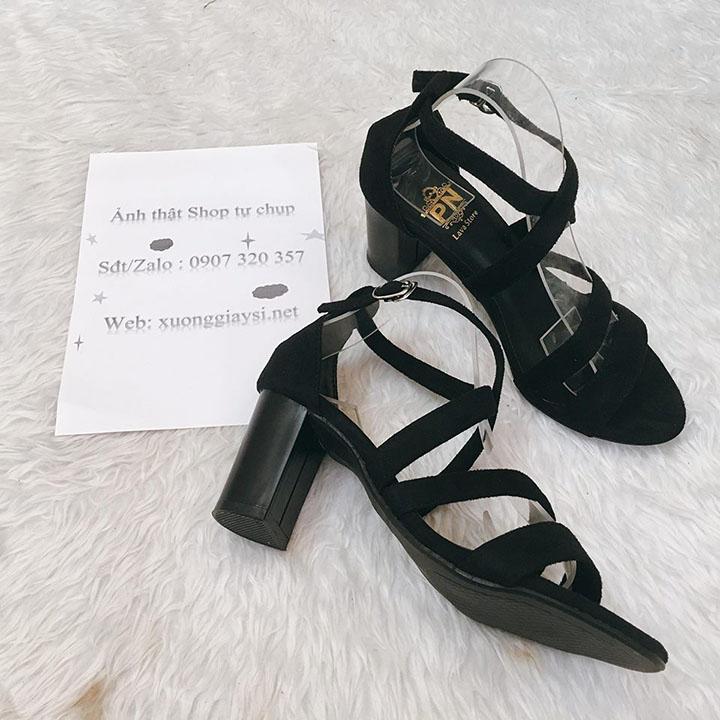 [HCM][ẢNH THẬT] Giày cao gót sandal 7 phân quai mảnh chéo gót SD02