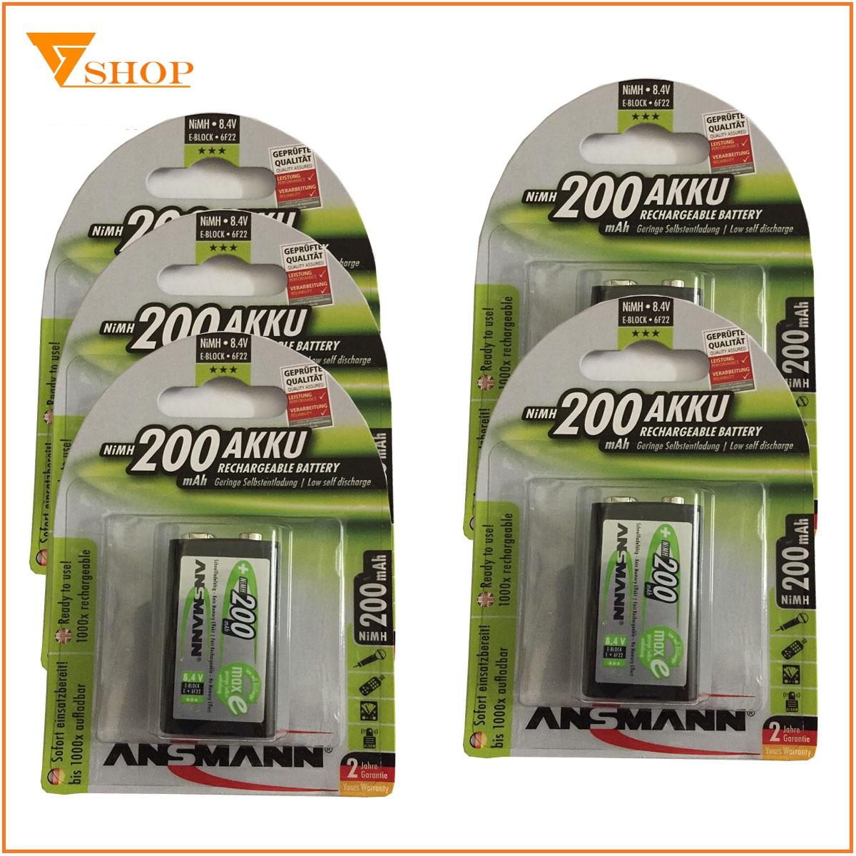 Combo 2 vỉ pin sạc 9V Ansmann 200mAh (1 vỉ 1 viên)