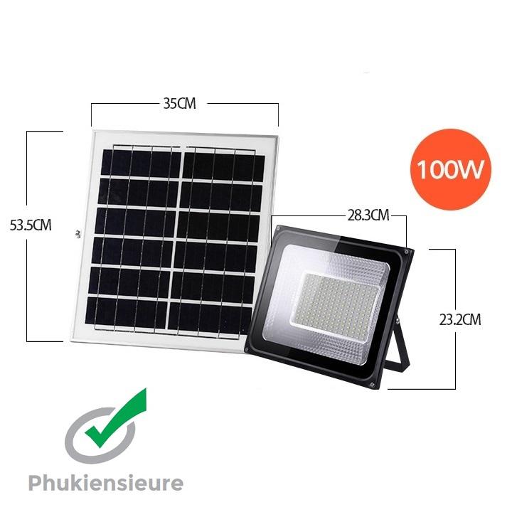 Đèn pha năng lượng mặt trời công suất 100W cao cấp kèm điều khiển từ xa chất lượng cao