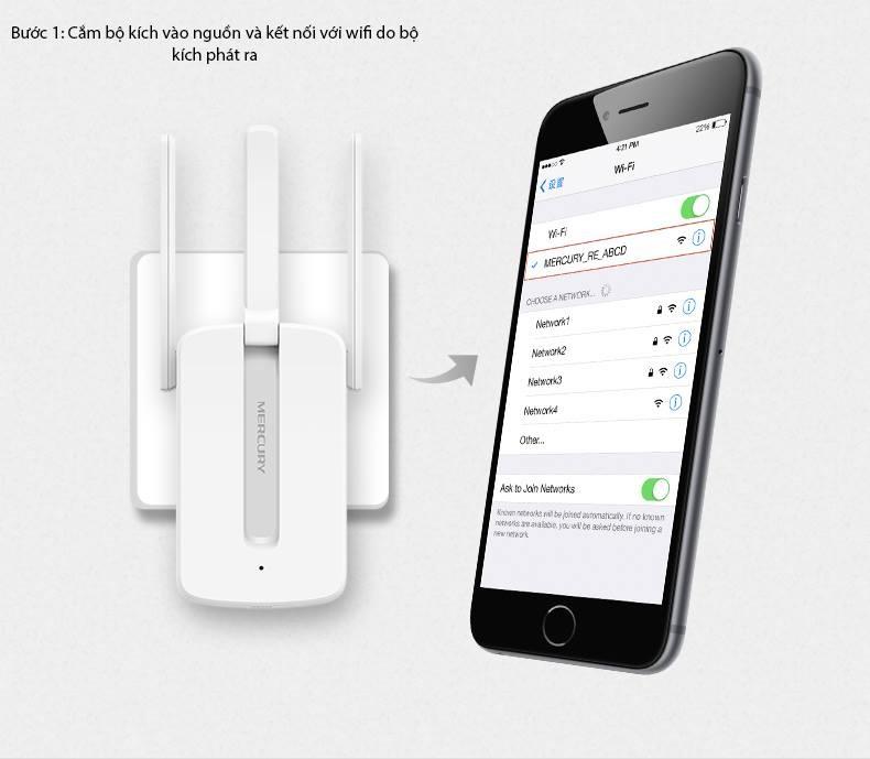 [ Xả Kho Cuối Năm ] Bộ Kích Sóng Wifi 3 Râu Mercury / Mercusys (Wireless 300Mbps) Cực Mạnh