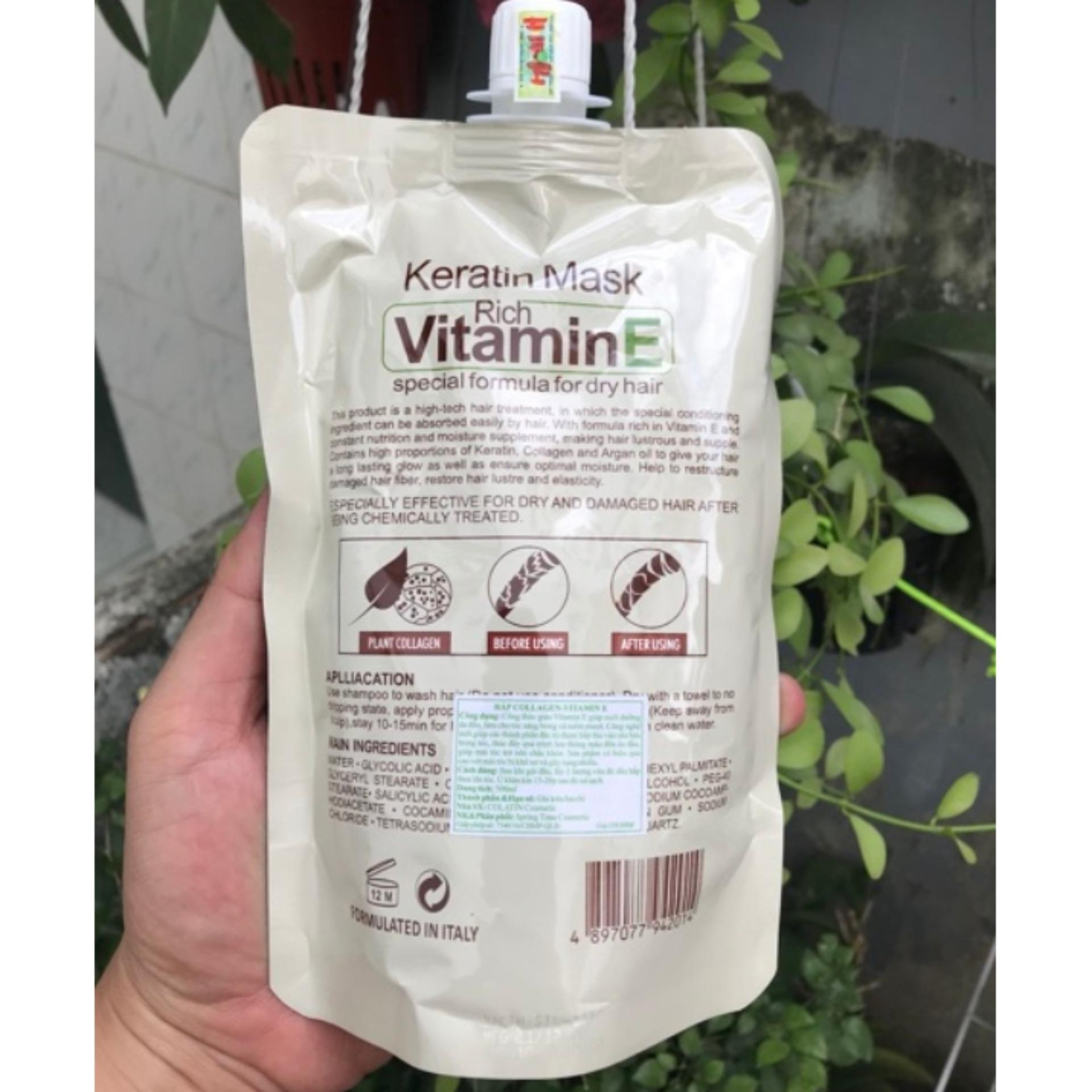 Hấp túi Colatin Vitamin E - Collagen Mask 500ml